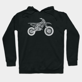 White YZ 125 Motorcycles Blueprint Sketch Art Hoodie